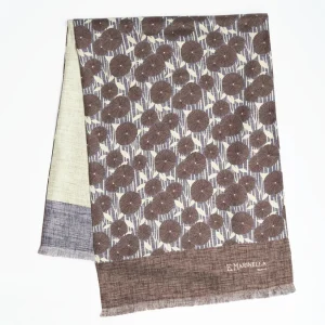 Dark Brown And Beige Double Silk Scarf>E.Marinella Shop