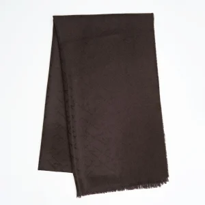 Dark Brown Em Logo Scarf In Wool And Cashmere>E.Marinella Fashion
