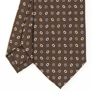 Dark Brown Sartorial Classic Silk Tie - Small Flower Pattern>E.Marinella Hot