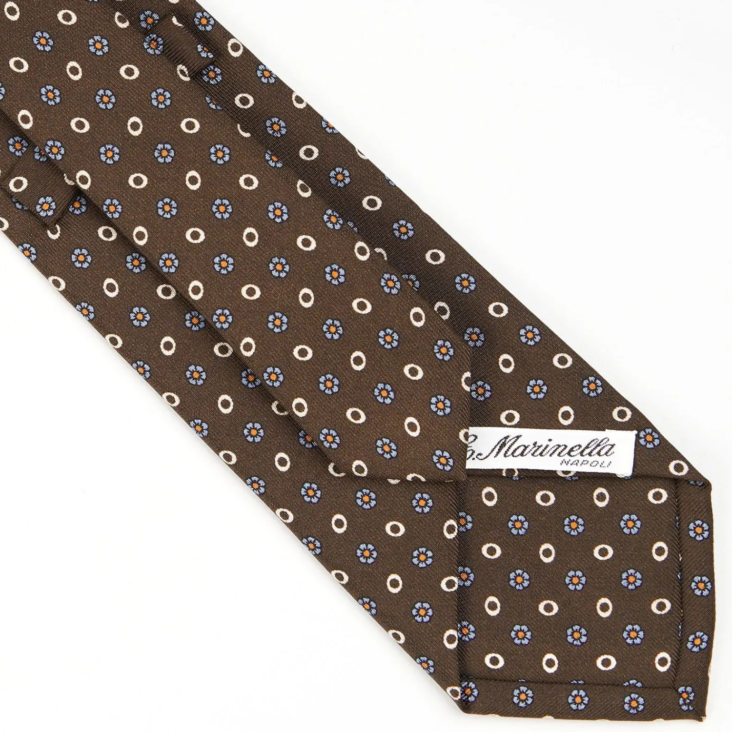 Dark Brown Sartorial Classic Silk Tie - Small Flower Pattern>E.Marinella Hot