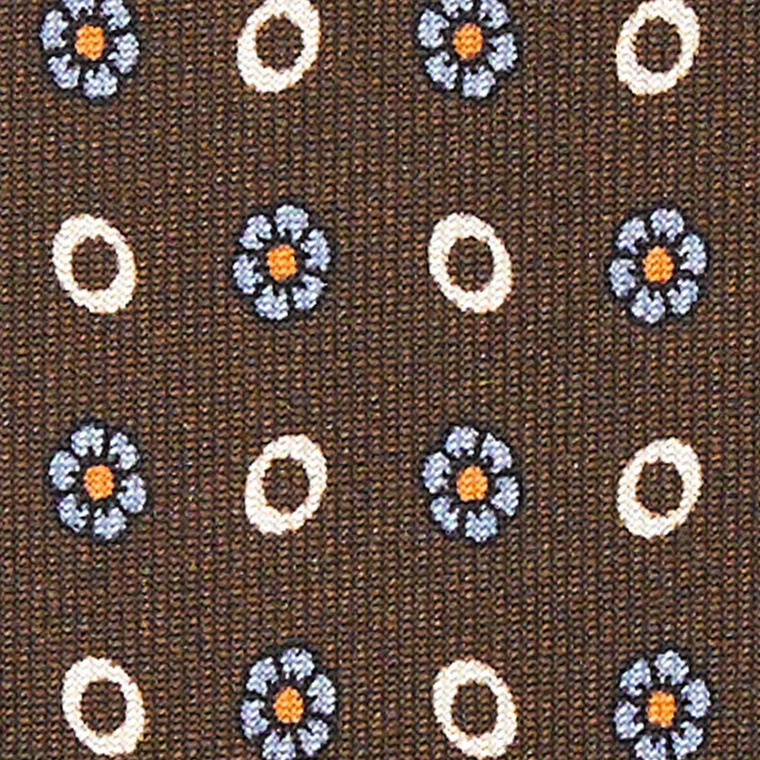 Dark Brown Sartorial Classic Silk Tie - Small Flower Pattern>E.Marinella Hot