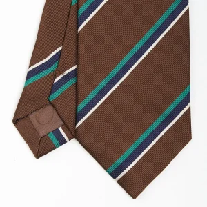 Dark Brown Sartorial Striped Silk Tie>E.Marinella Best