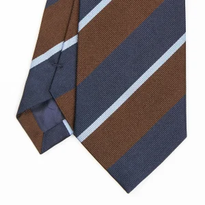 Dark Brown Sartorial Striped Silk Tie>E.Marinella Store
