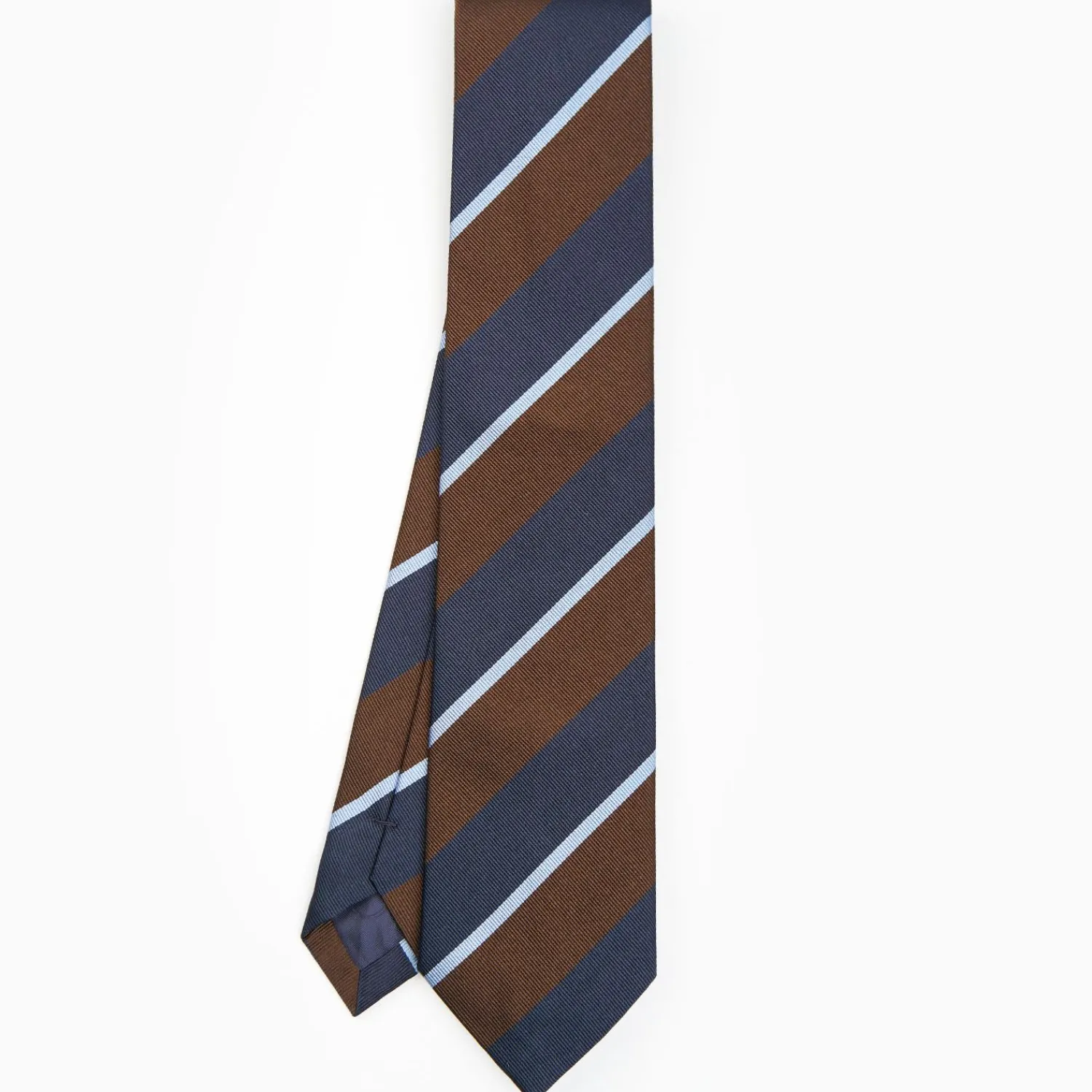 Dark Brown Sartorial Striped Silk Tie>E.Marinella Store