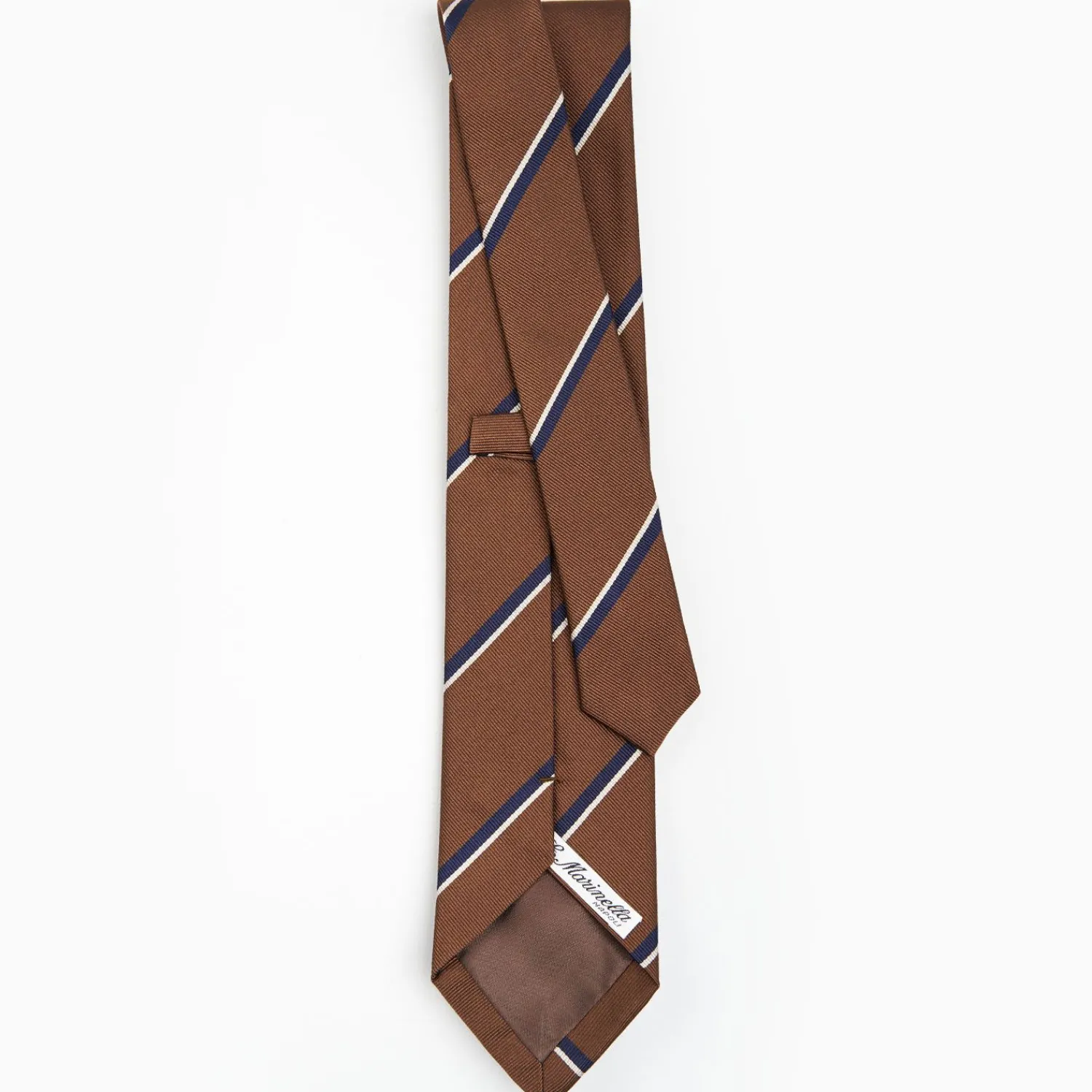 Dark Brown Sartorial Striped Silk Tie>E.Marinella Clearance