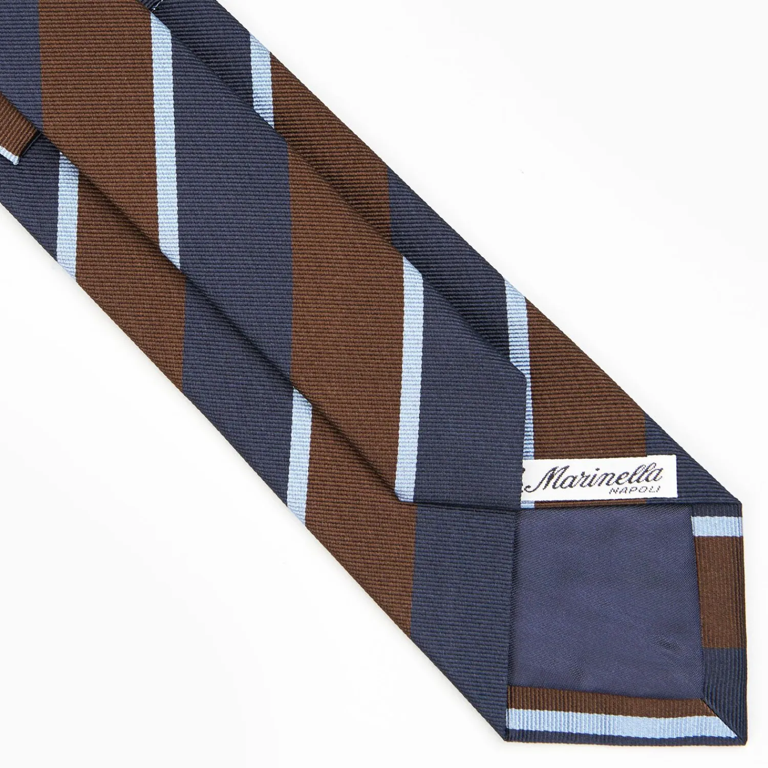 Dark Brown Sartorial Striped Silk Tie>E.Marinella Store