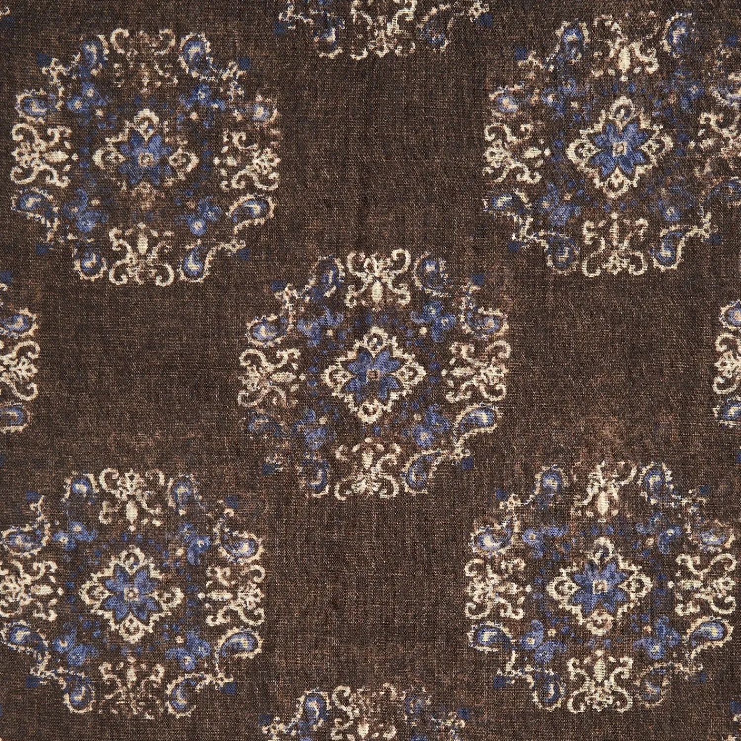 Dark Brown Wool Stole With Floral Decoration>E.Marinella Best Sale