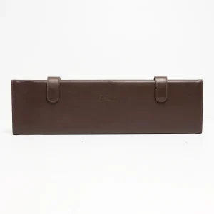 Dark Chocolate Travel Tie Holder In Leather>E.Marinella Outlet