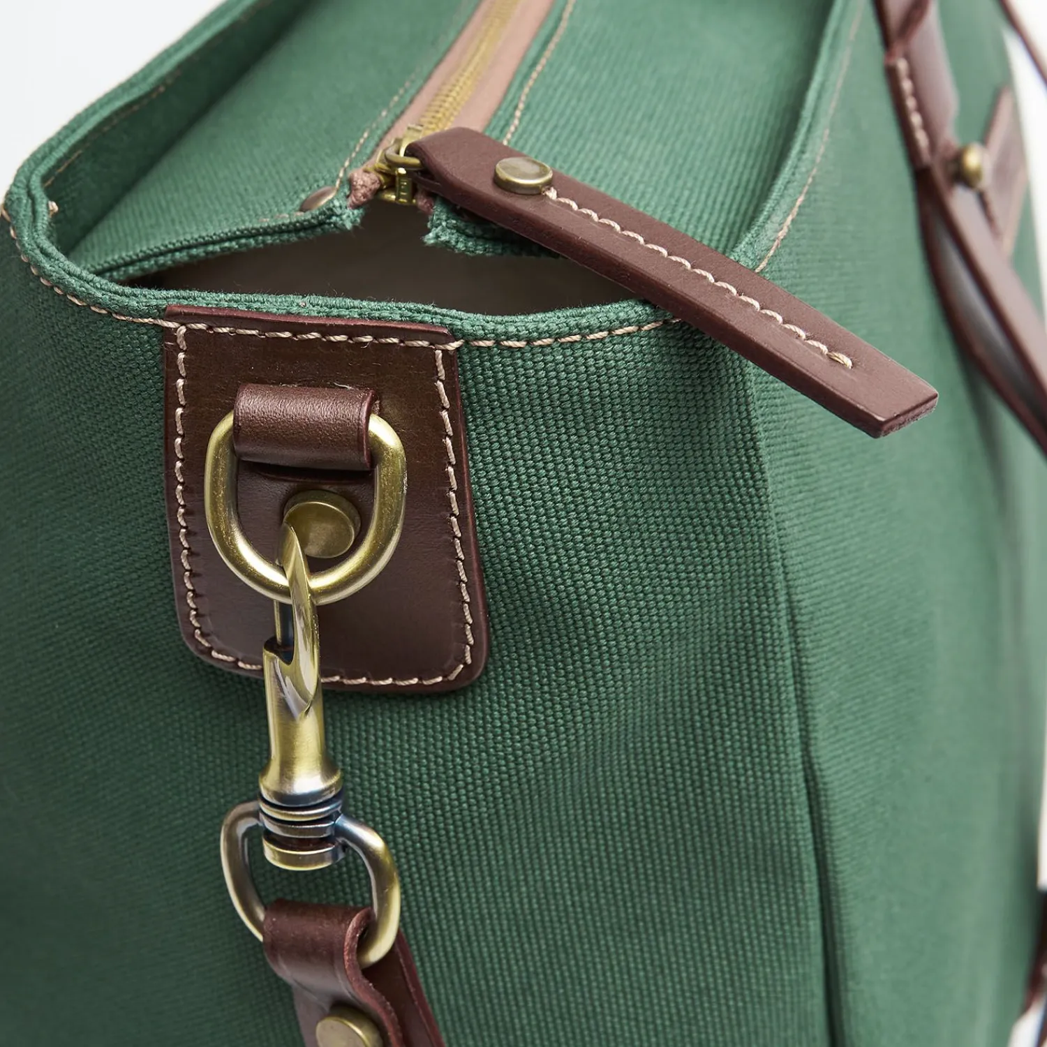 Dark Green Canvas Weekend Bag With Leather Trim>E.Marinella Outlet