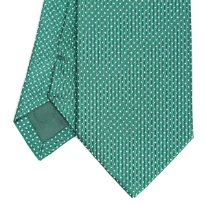 Dark Green Ceremonial Jacquard Silk Tie Small Geometric Pattern>E.Marinella New