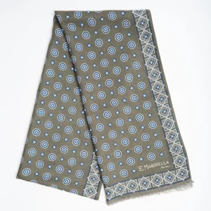 Dark Green Double Patterned Wool And Silk Scarf>E.Marinella Cheap