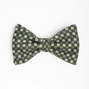 Dark Green Pre-Knotted Silk Bowtie - Small Geometric Pattern>E.Marinella Best