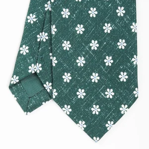 Dark Green Sartorial Cotton And Silk Tie - Large Flower Pattern>E.Marinella Best Sale