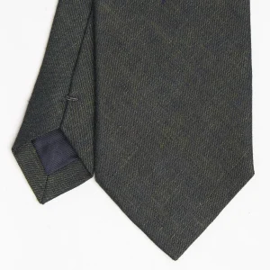 Dark Green Sartorial Linen Tie - Solid Color>E.Marinella Outlet