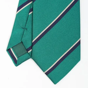 Dark Green Sartorial Striped Silk Tie>E.Marinella Store