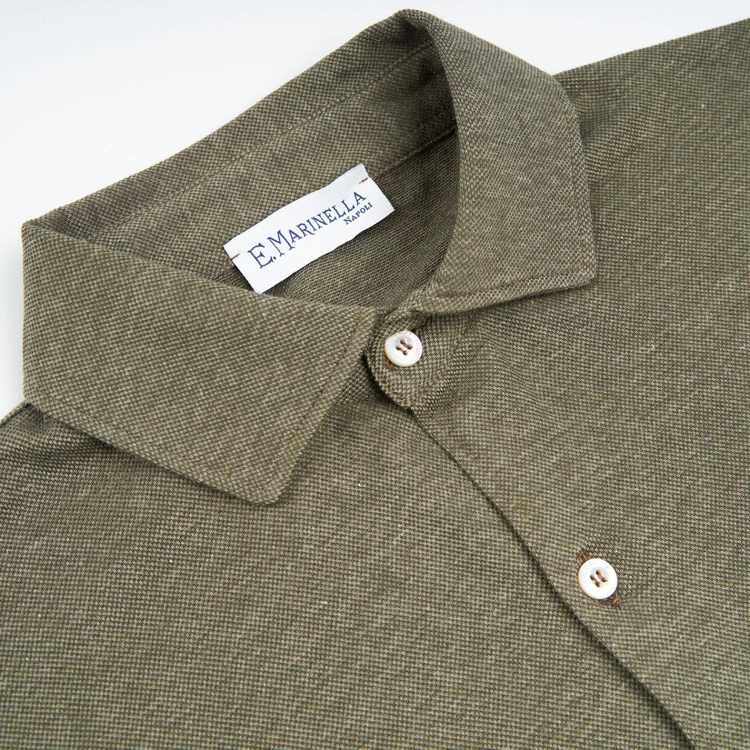 Dark Green Shirt In Cotton And Cashmere>E.Marinella Discount