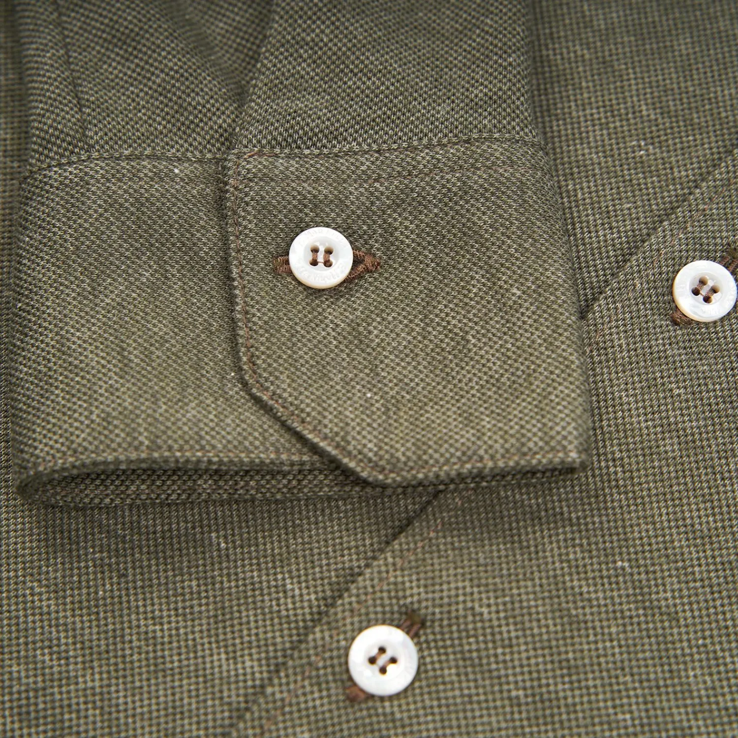 Dark Green Shirt In Cotton And Cashmere>E.Marinella Discount