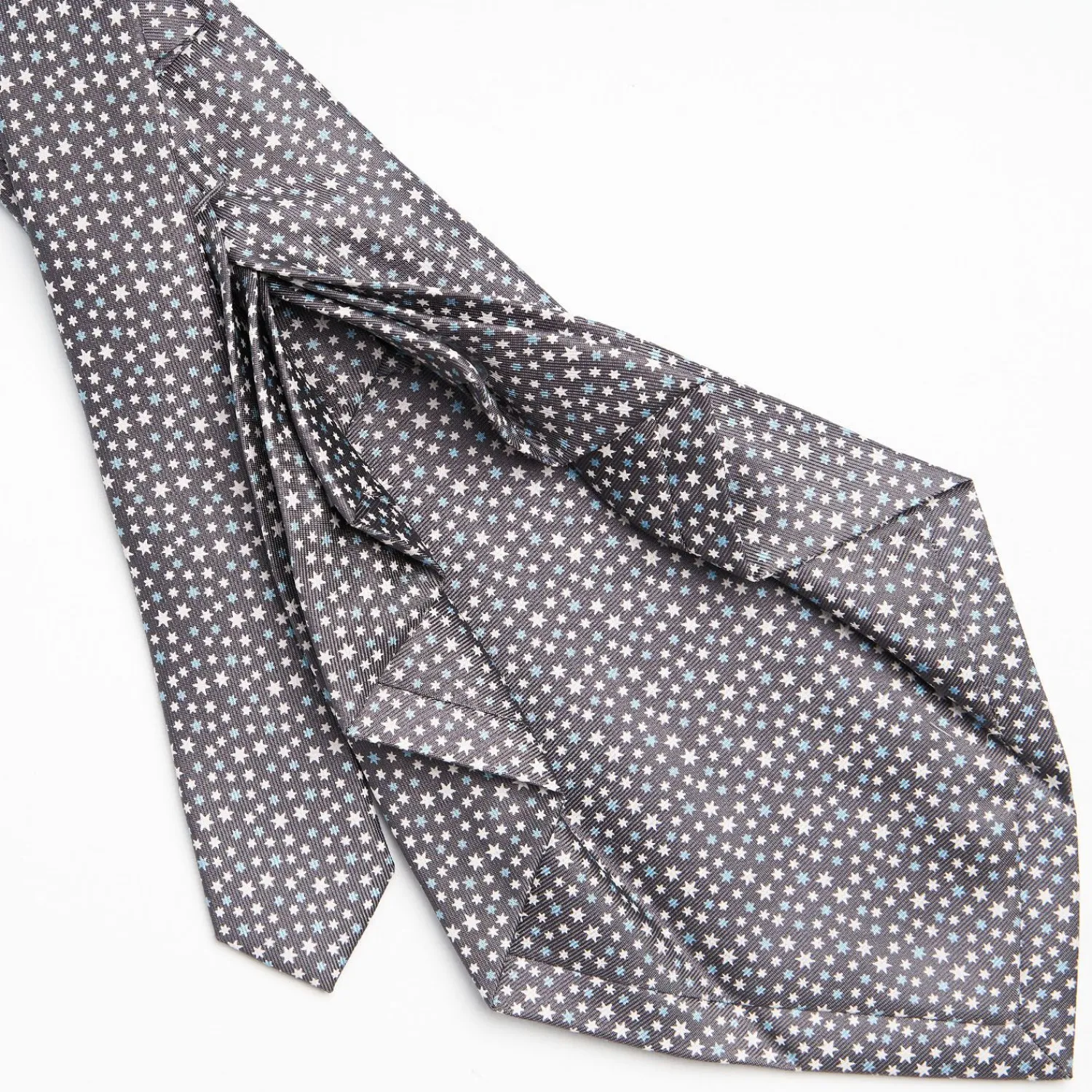 Dark Grey 9 Fold Sartorial Silk Tie - Small Geometric Pattern>E.Marinella New