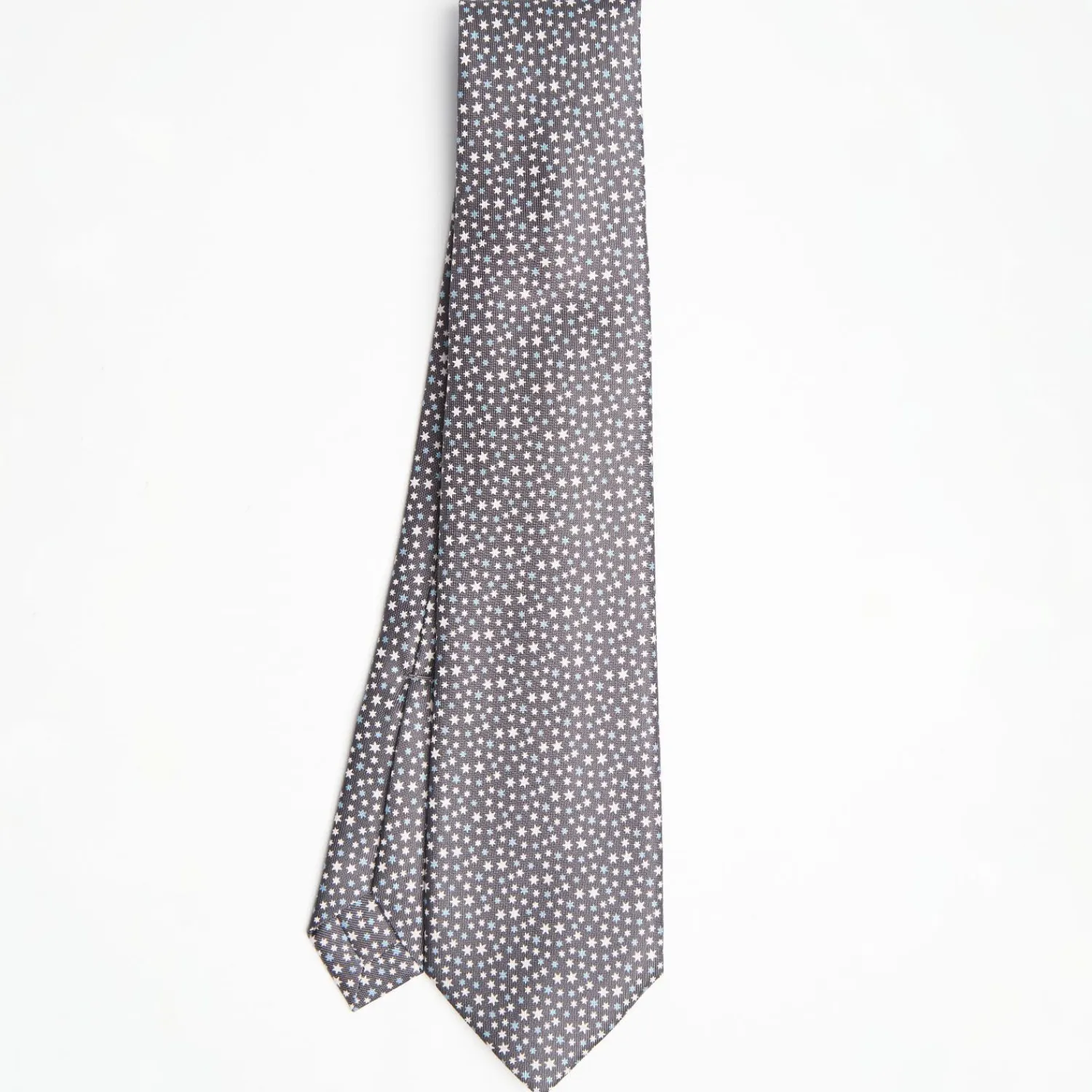 Dark Grey 9 Fold Sartorial Silk Tie - Small Geometric Pattern>E.Marinella New