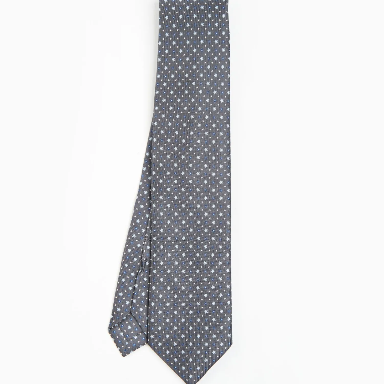 Dark Grey 9 Fold Sartorial Silk Tie Small Flower Pattern>E.Marinella Cheap