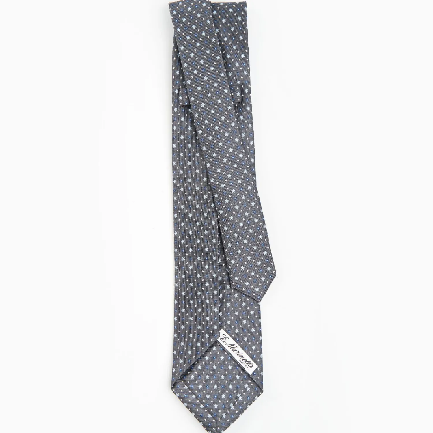 Dark Grey 9 Fold Sartorial Silk Tie Small Flower Pattern>E.Marinella Cheap