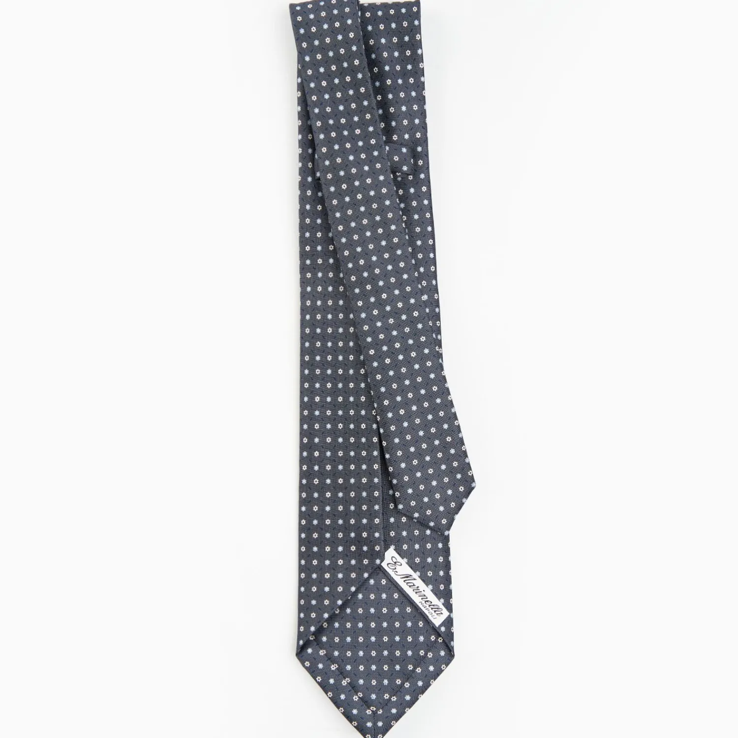 Dark Grey 9 Fold Sartorial Silk Tie Small Flower Pattern>E.Marinella Discount