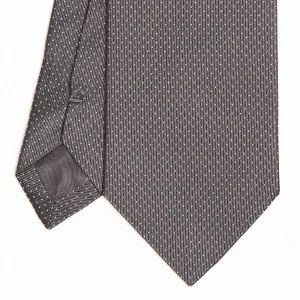 Dark Grey Ceremonial Jacquard Silk Tie - Small Polka Dot Pattern>E.Marinella Store