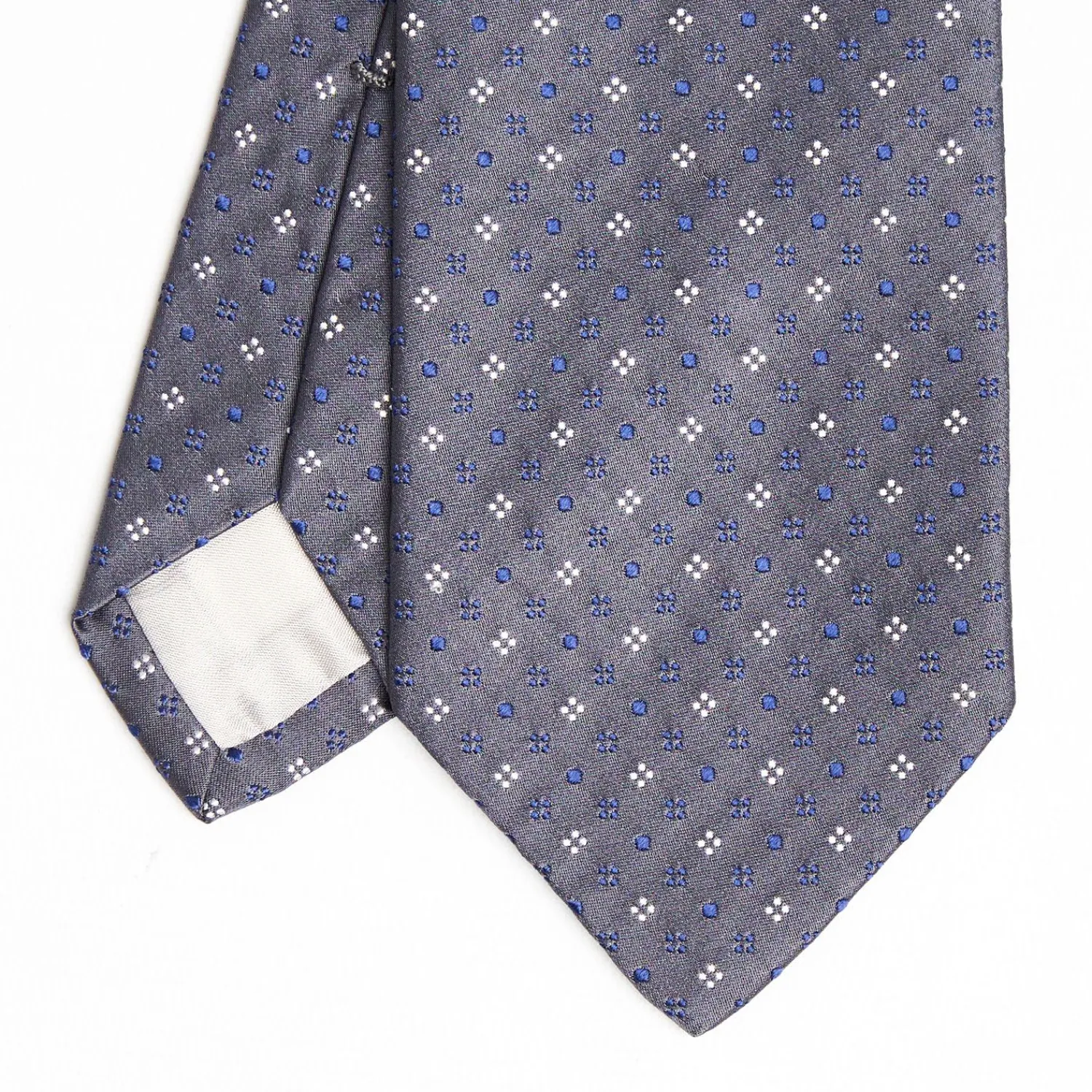 Dark Grey Cerimonial Silk Satin Tie Small Geometric Pattern>E.Marinella Clearance