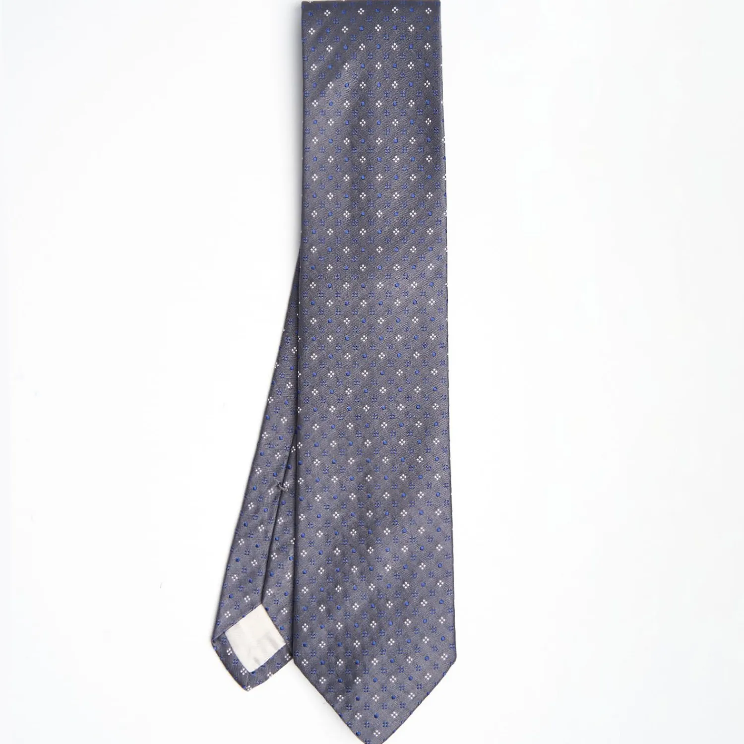 Dark Grey Cerimonial Silk Satin Tie Small Geometric Pattern>E.Marinella Clearance
