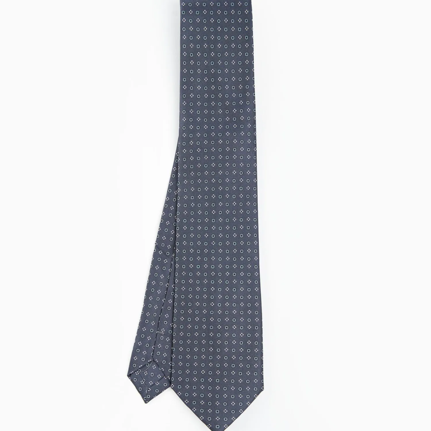 Dark Grey Extra Long Sartorial Silk Tie - Small Flower Pattern>E.Marinella Cheap