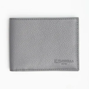 Dark Grey Hammered Leather Horizontal Wallet>E.Marinella Shop