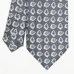 Dark Grey Heritage Silk Tie - Large Flower Pattern>E.Marinella Store