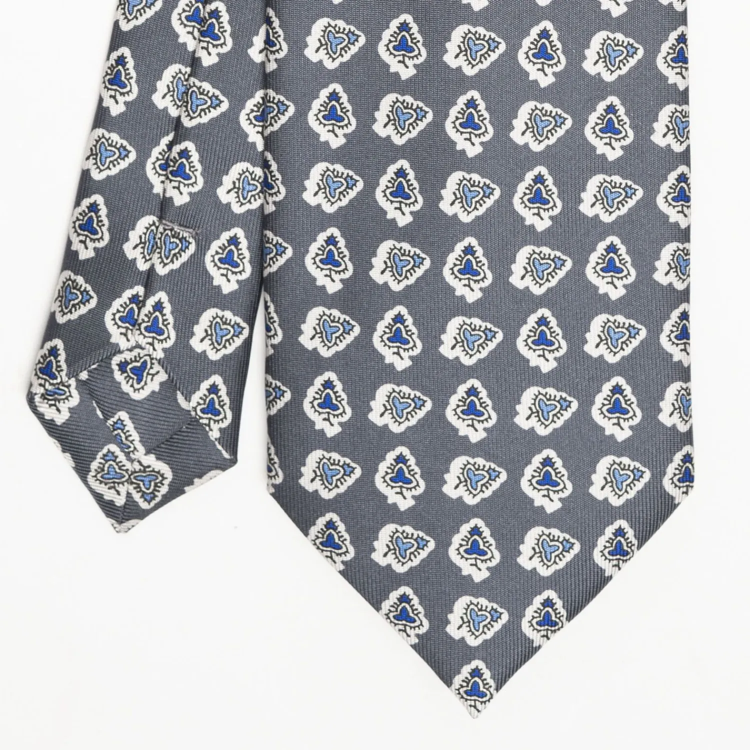 Dark Grey Heritage Silk Tie - Large Flower Pattern>E.Marinella Store