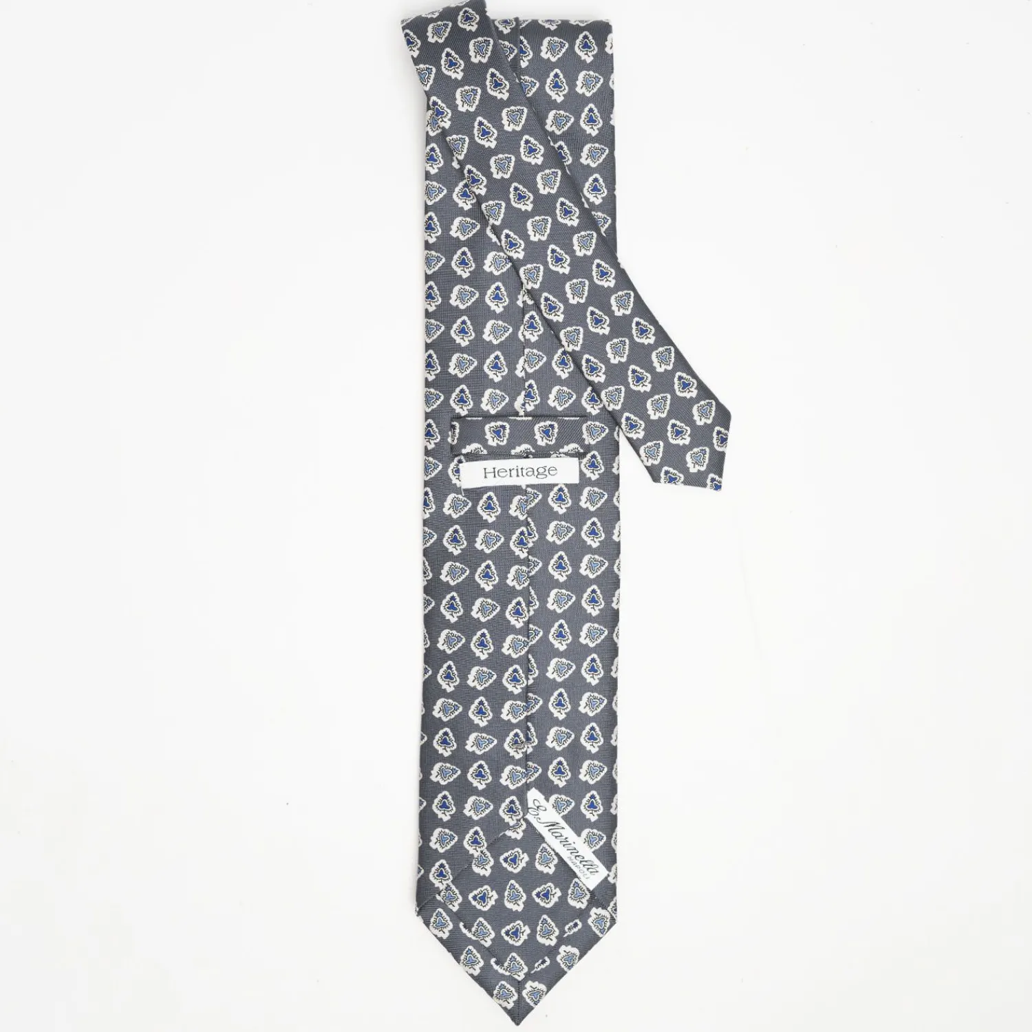 Dark Grey Heritage Silk Tie - Large Flower Pattern>E.Marinella Store