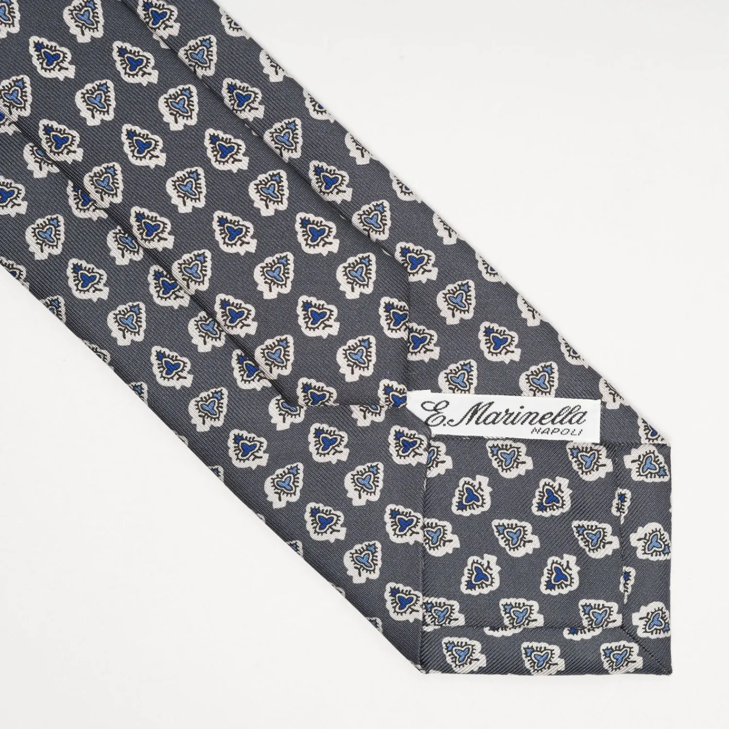 Dark Grey Heritage Silk Tie - Large Flower Pattern>E.Marinella Store