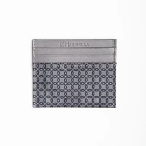 Dark Grey Leather And Silk Credit Card Holder - 5 Compartments>E.Marinella Cheap