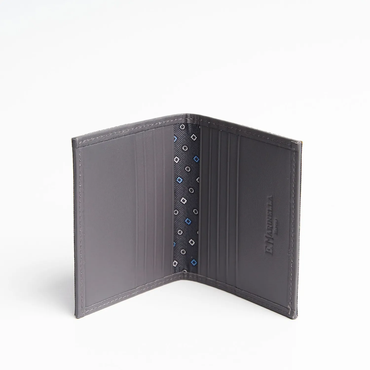 Dark Grey Leather Folding Card Holder - 10 Compartments>E.Marinella Store