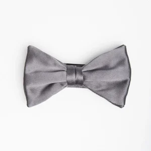 Dark Grey Pre-Knotted Silk Satin Bowtie - Solid Color>E.Marinella Cheap