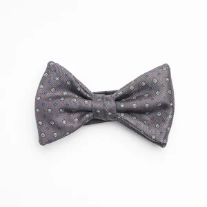 Dark Grey Pre-Knotted Silk Bowtie- Small Flower Pattern>E.Marinella Sale