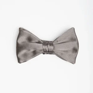 Dark Grey Pre-Knotted Silk Satin Bowtie - Solid Color>E.Marinella New
