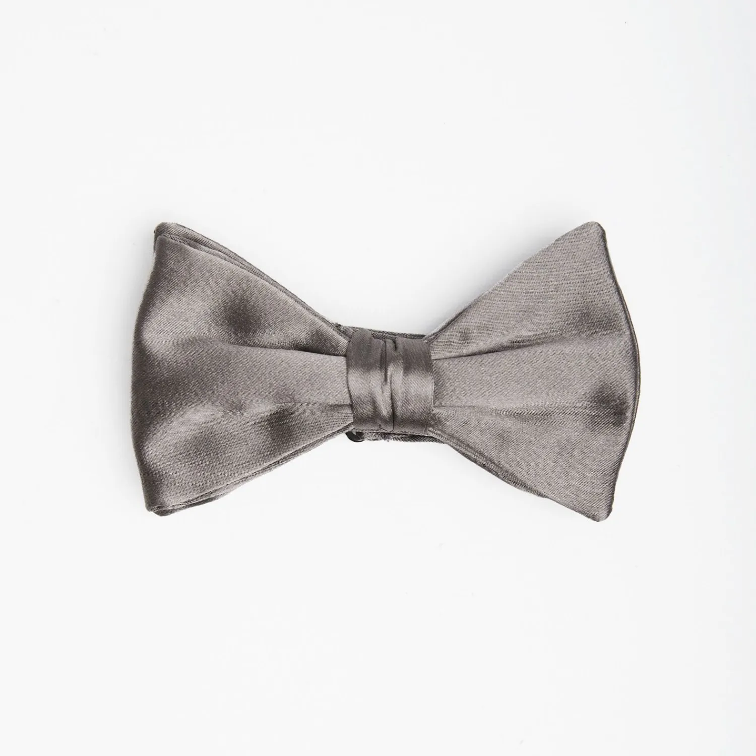 Dark Grey Pre-Knotted Silk Satin Bowtie - Solid Color>E.Marinella New