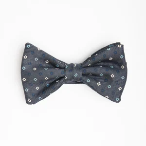 Dark Grey Pre-Knotted Silk Bowtie - Small Flower Pattern>E.Marinella Clearance