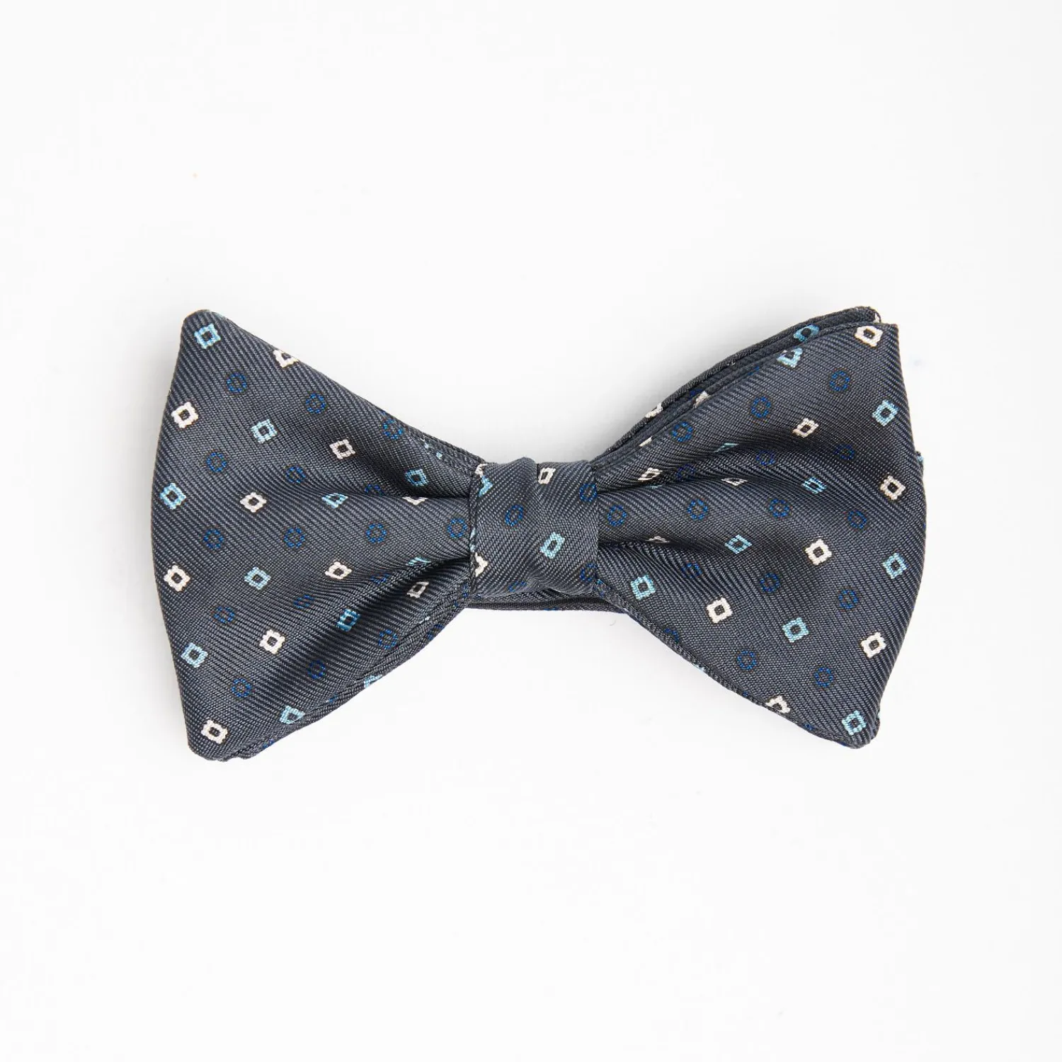 Dark Grey Pre-Knotted Silk Bowtie - Small Flower Pattern>E.Marinella Clearance