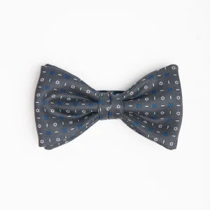 Dark Grey Pre-Knotted Silk Bowtie - Small Flower Pattern>E.Marinella Discount