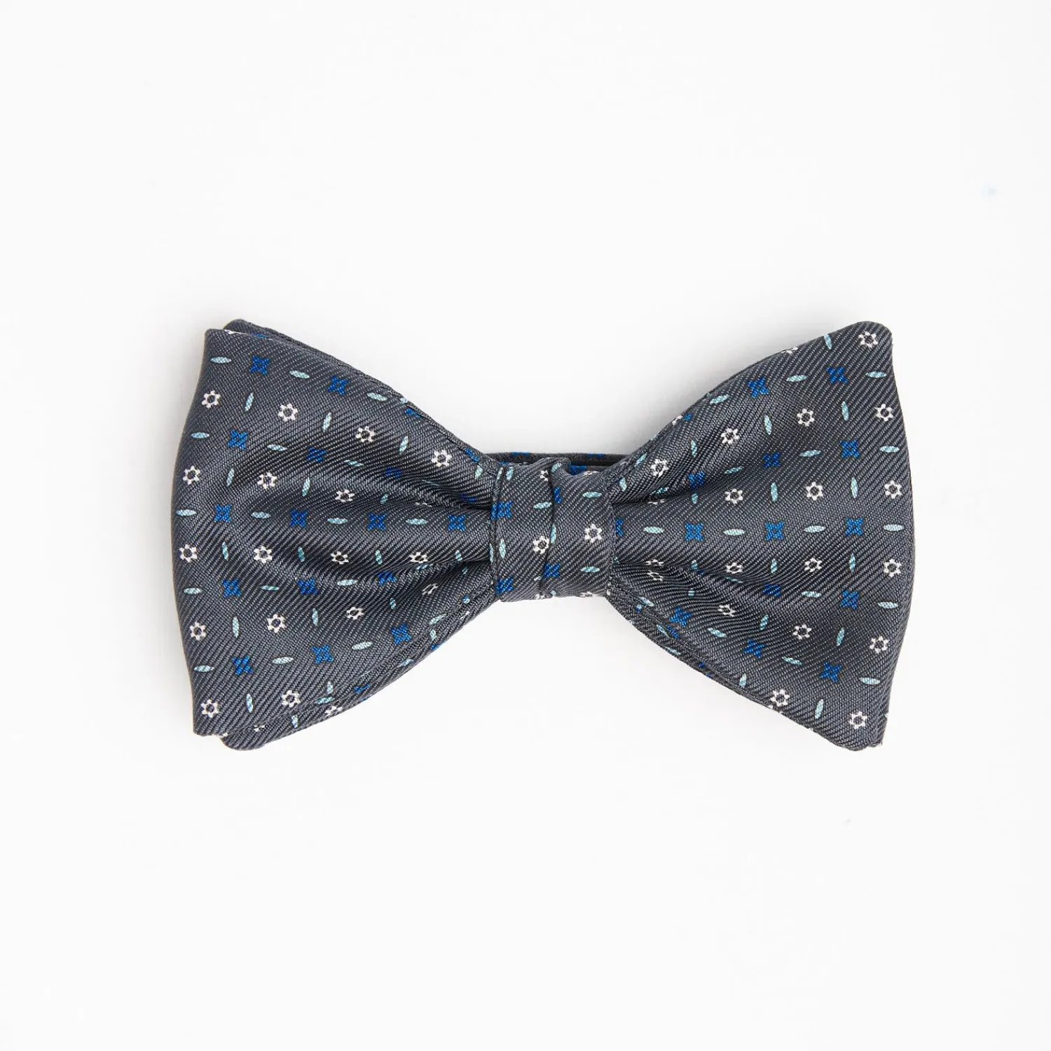 Dark Grey Pre-Knotted Silk Bowtie - Small Flower Pattern>E.Marinella Discount