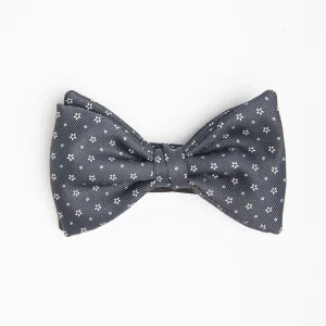 Dark Grey Pre-Knotted Silk Bowtie - Small Flower Pattern>E.Marinella New
