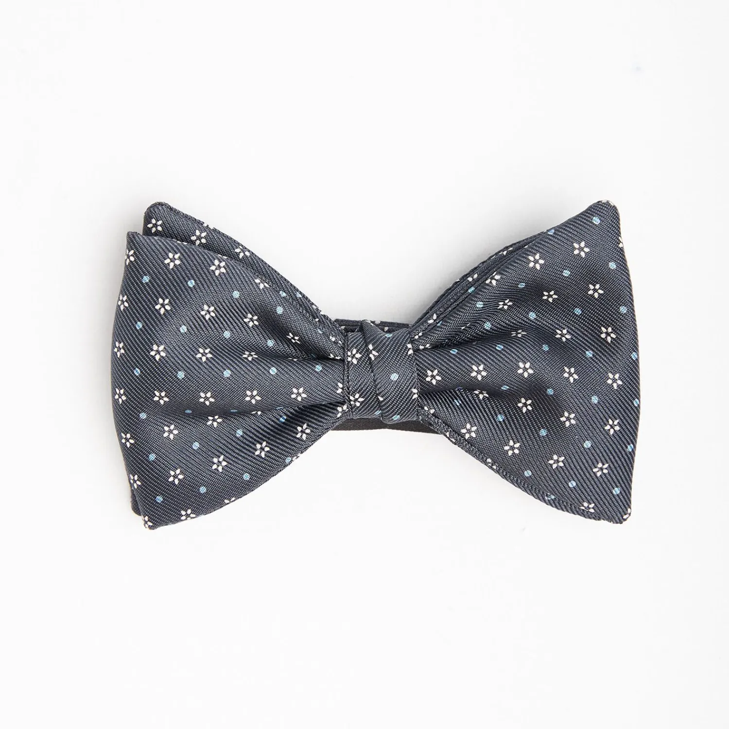Dark Grey Pre-Knotted Silk Bowtie - Small Flower Pattern>E.Marinella New