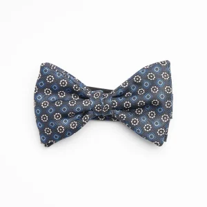 Dark Grey Pre-Knotted Silk Bowtie- Large Flower Pattern>E.Marinella Fashion