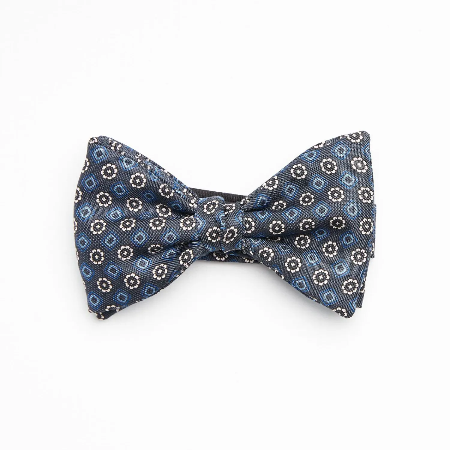 Dark Grey Pre-Knotted Silk Bowtie- Large Flower Pattern>E.Marinella Fashion