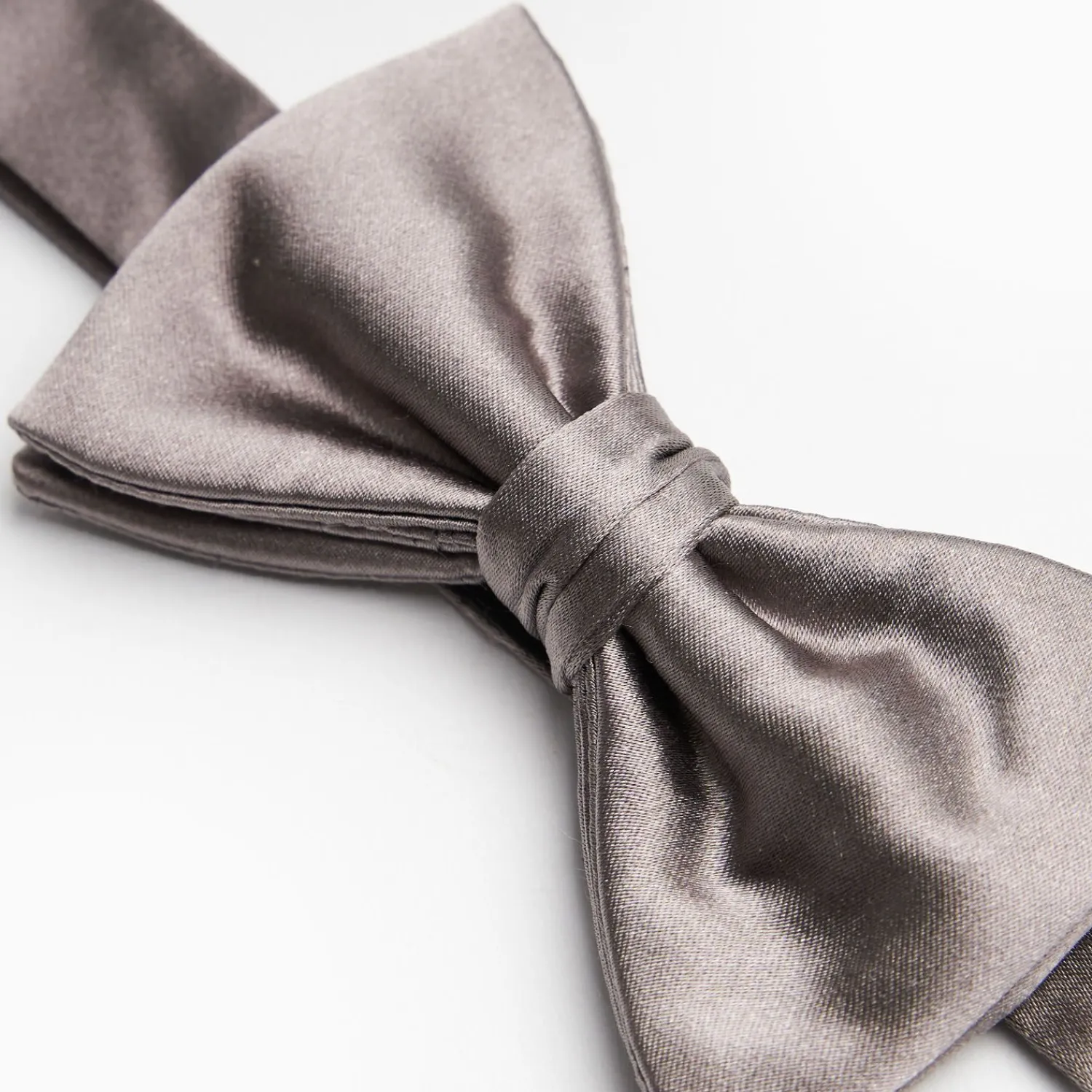 Dark Grey Pre-Knotted Silk Satin Bowtie - Solid Color>E.Marinella New